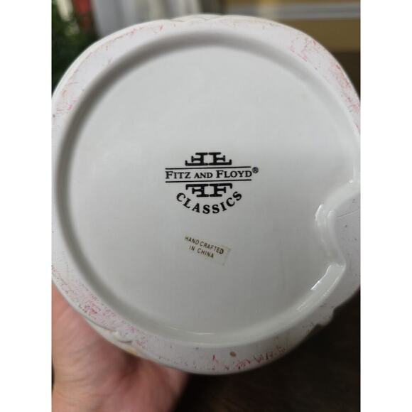 Fitz & Floyd Basket Weave Cookie Jar / Canister - Apple Plums Pear Grape 9 X 7 - Picture 8 of 16